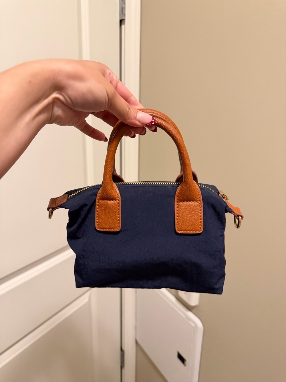 Classic Navy Tote with Tan Leather Handles